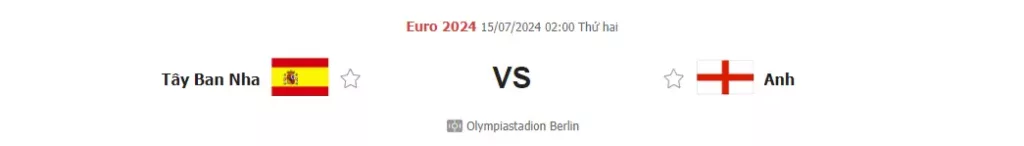 Tây Ban Nha vs Anh Euro 2024